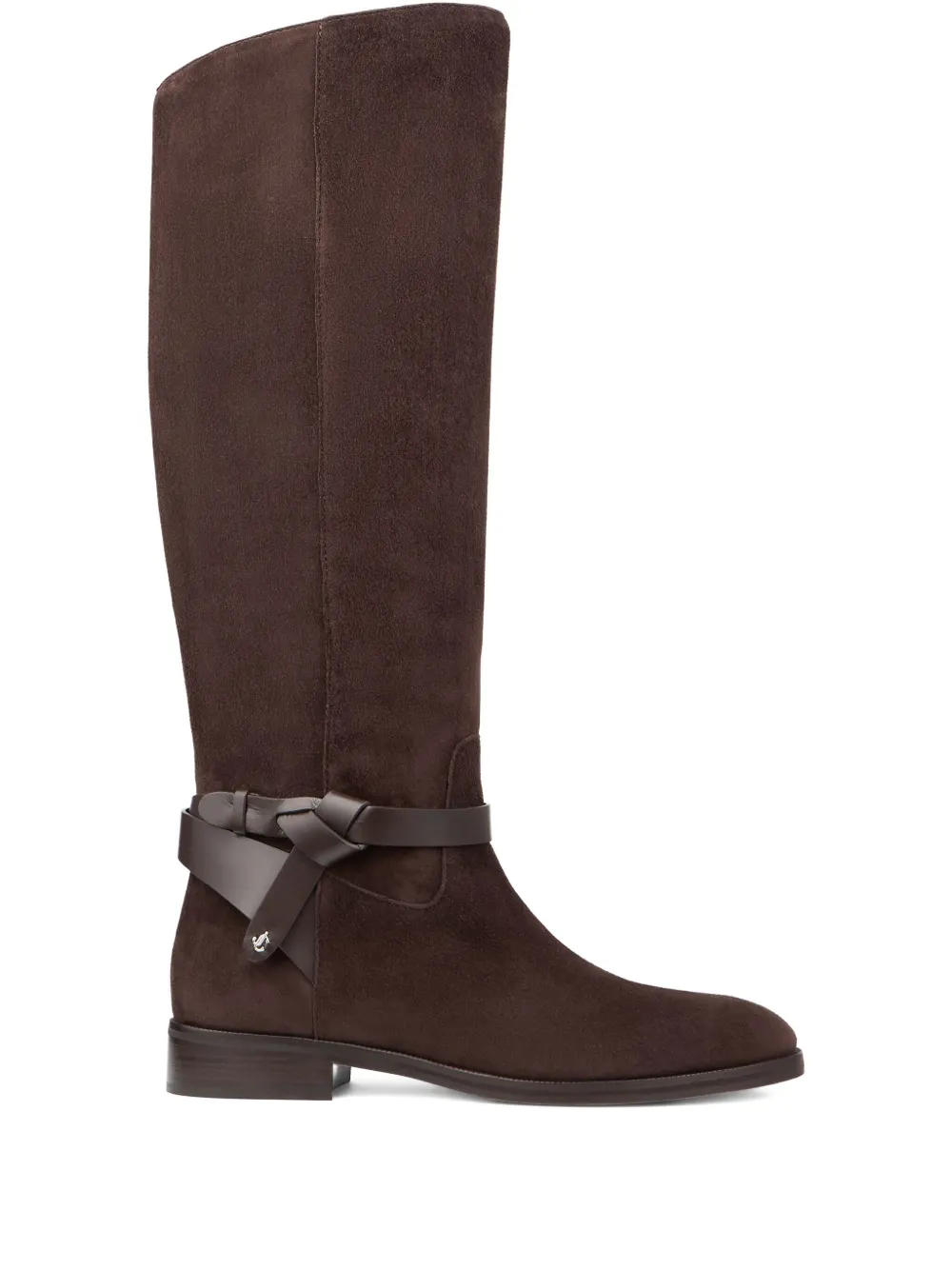 Jimmy Choo Lawton Knotted Leather Strap Boots In Brown