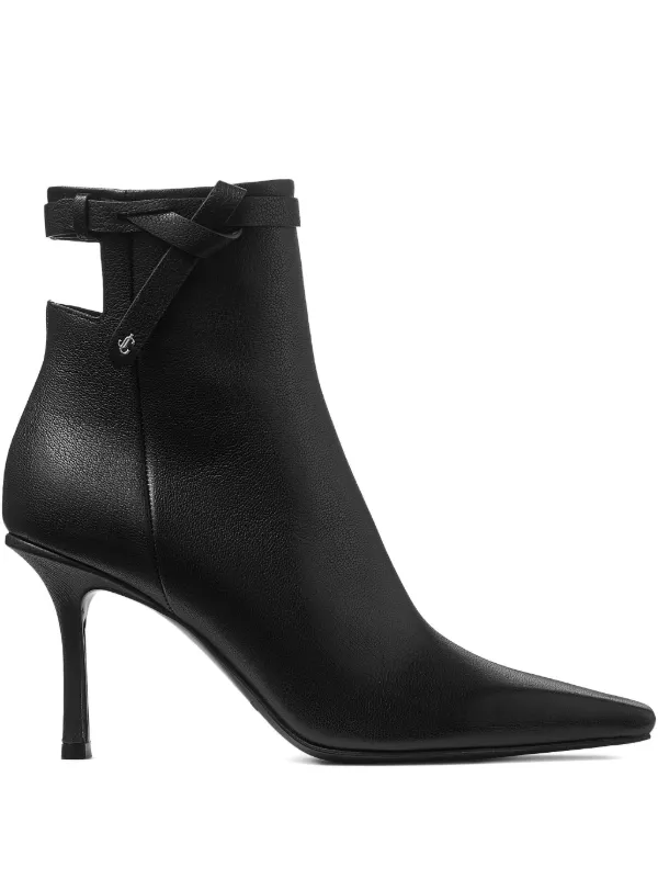 Jimmy Choo Camie Knotted-strap Leather Ankle Boots in Black