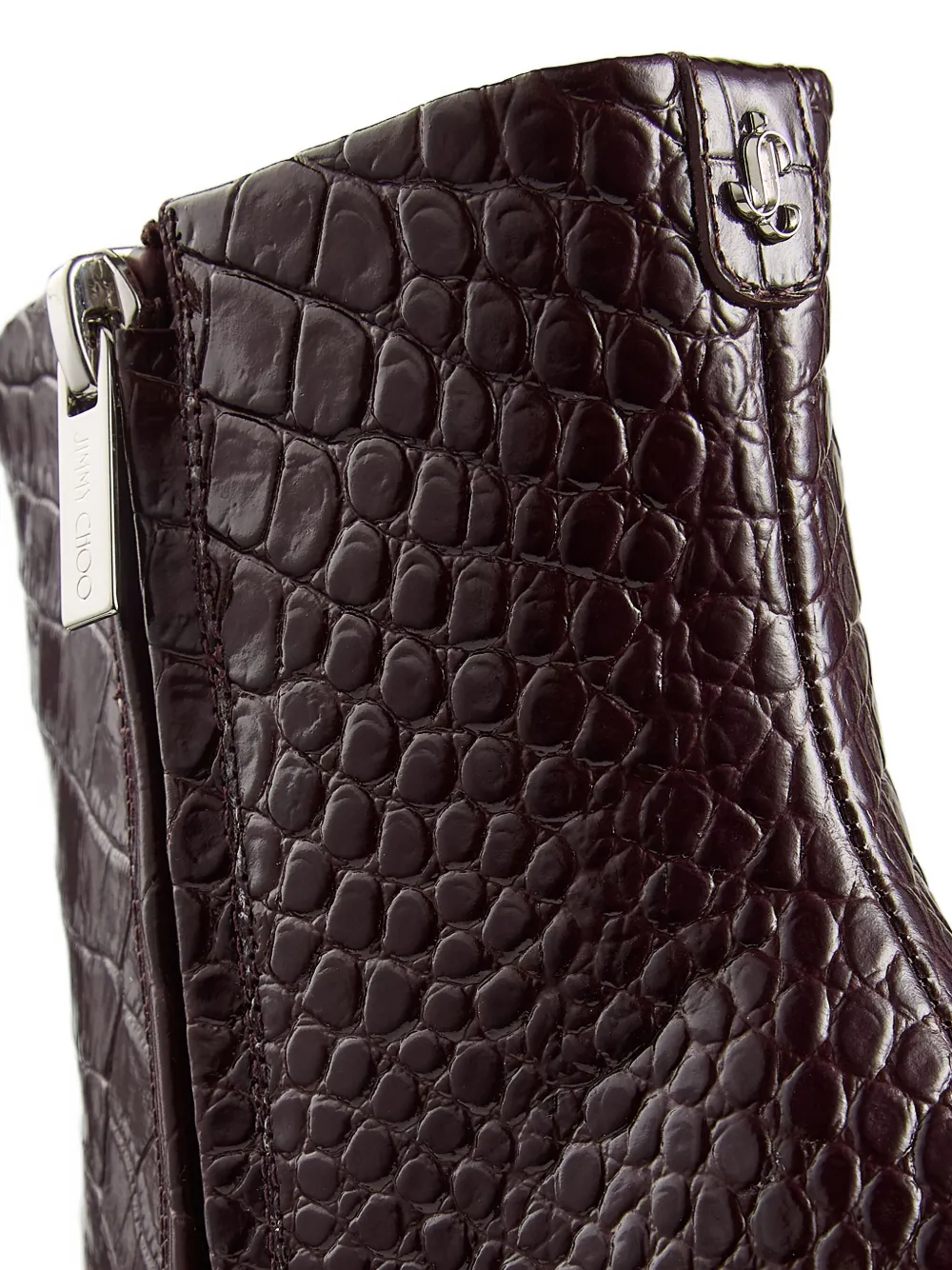 Jimmy Choo 85mm Frankie Crocodile-effect Ankle Boots In Brown