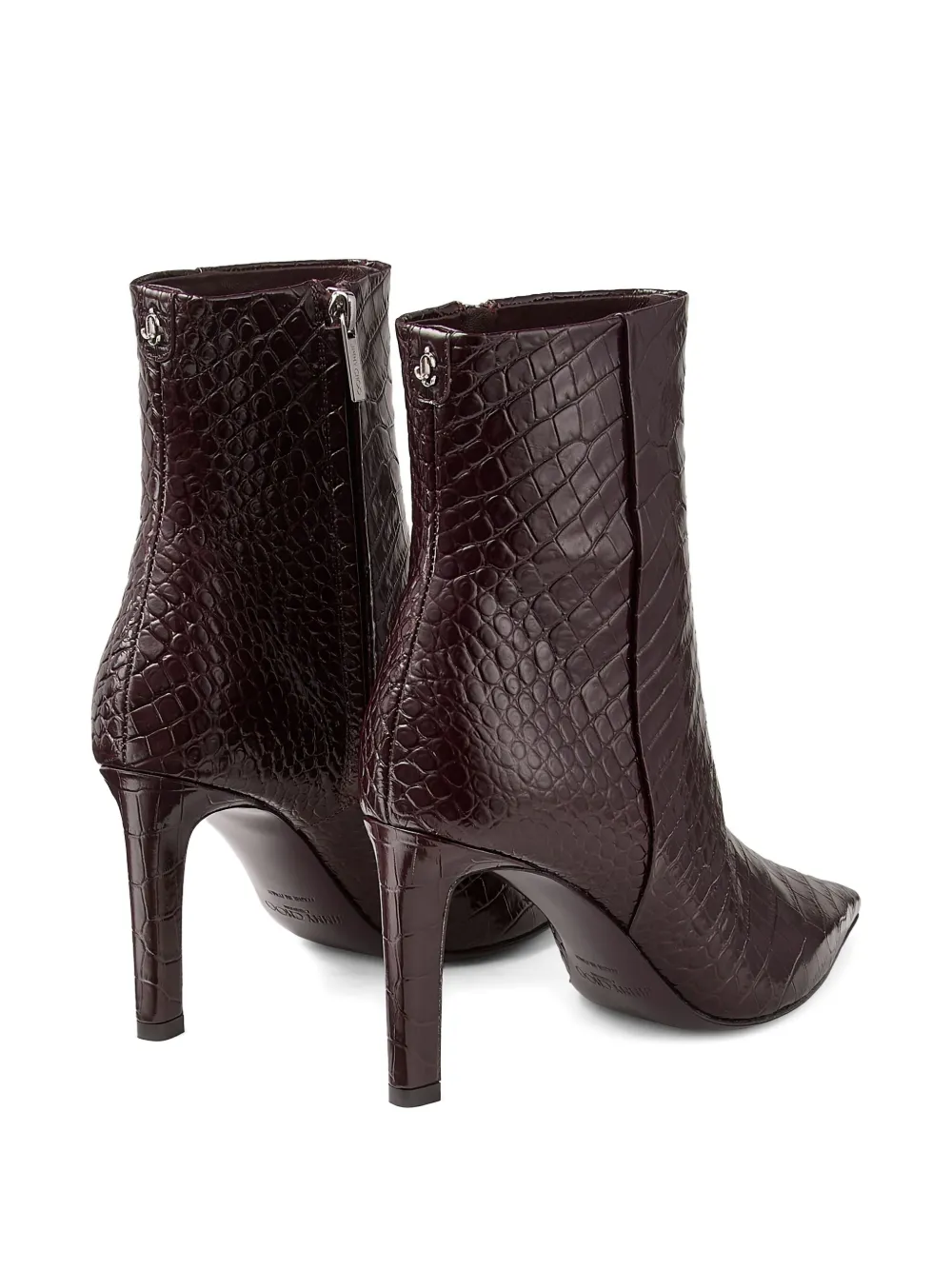 Jimmy Choo 85mm Frankie Crocodile-effect Ankle Boots In Brown