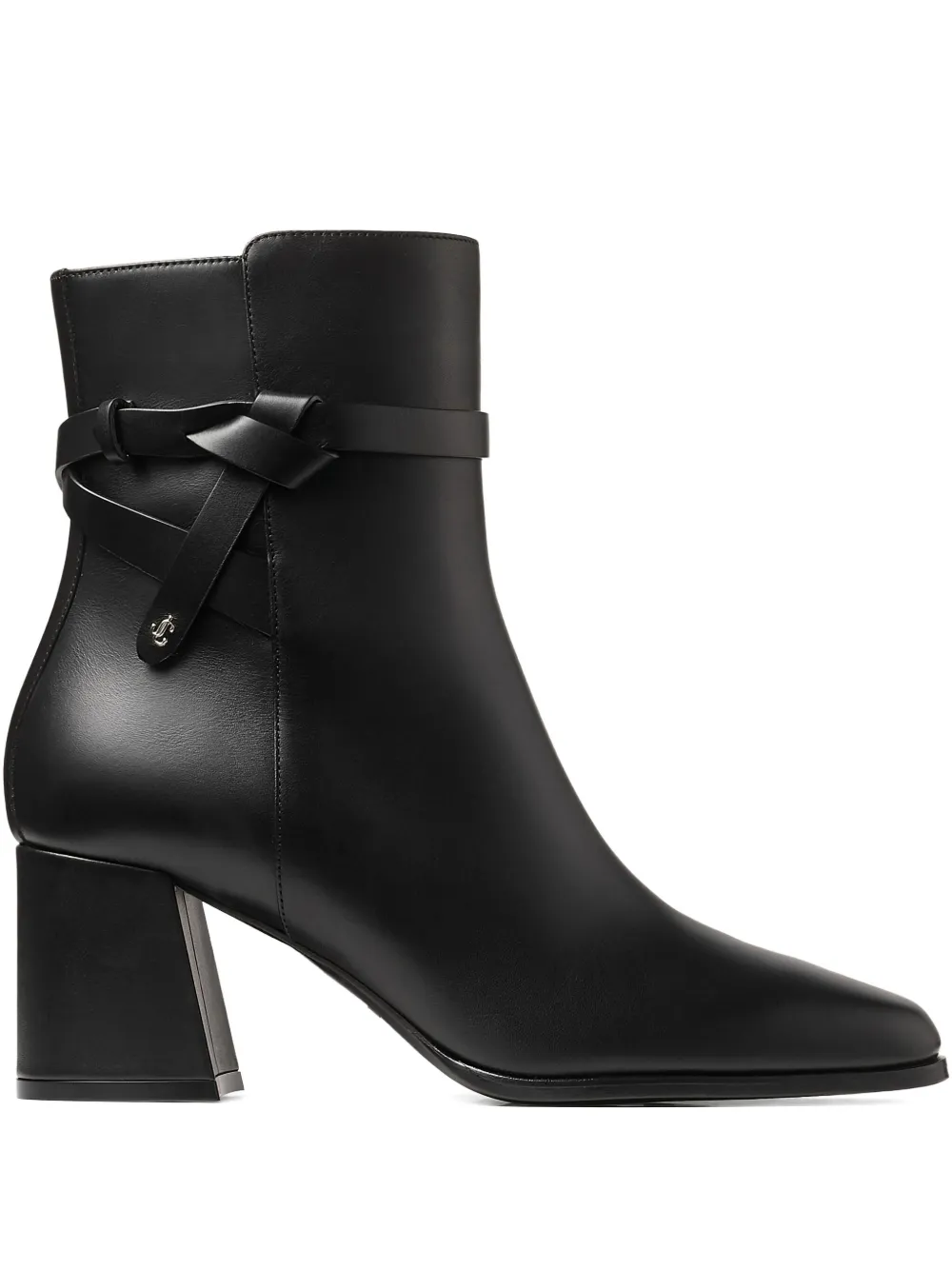 Jimmy Choo 70mm Braided-strap Block-heel Boots In Black