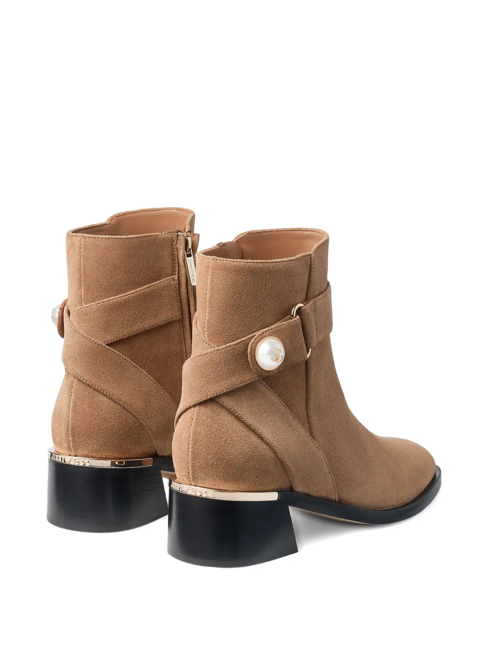 Jimmy Choo 50mm Noor embellished buckle boots Neutrals