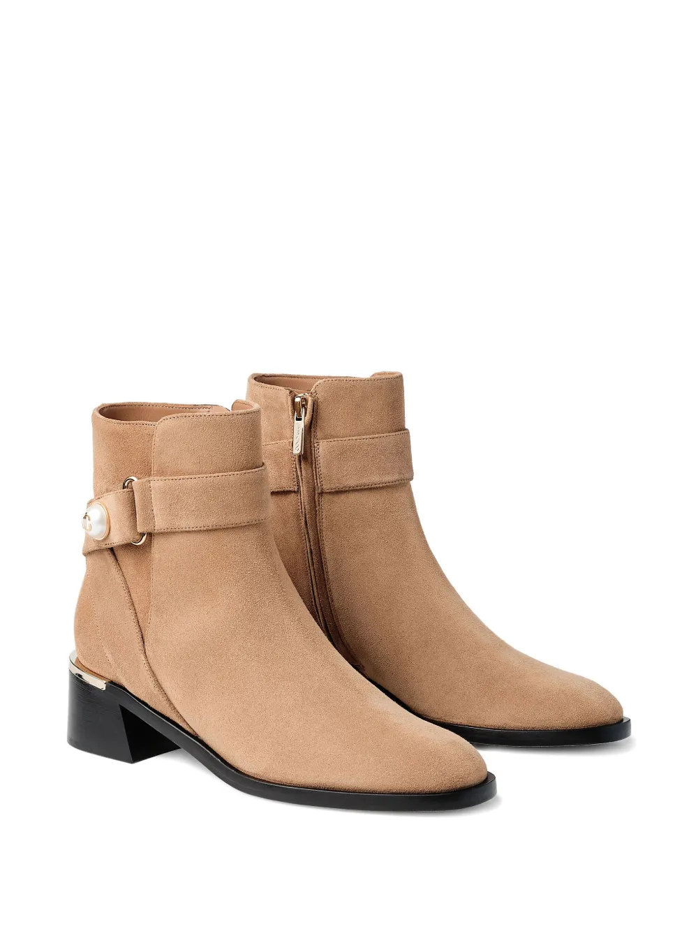 Jimmy Choo 50mm Noor embellished buckle boots Neutrals