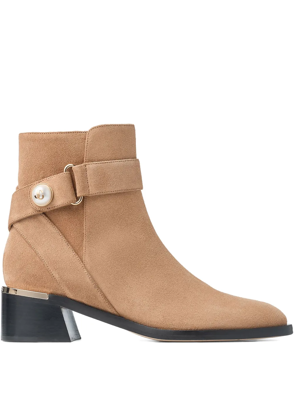 Jimmy Choo 50mm Noor embellished buckle boots Neutrals