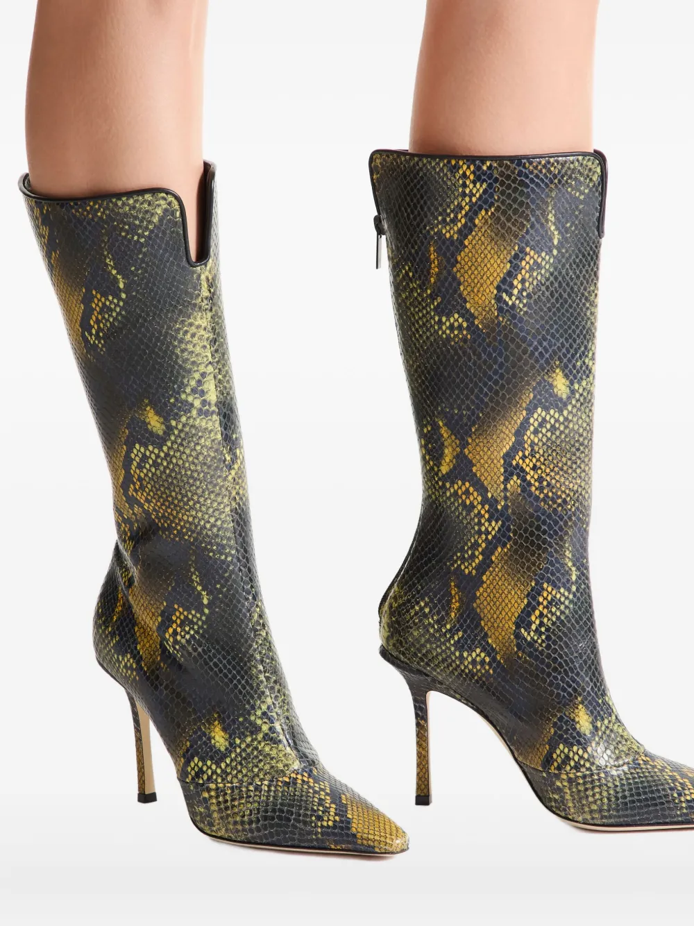 Jimmy Choo 100mm snake-embellishment boots Black