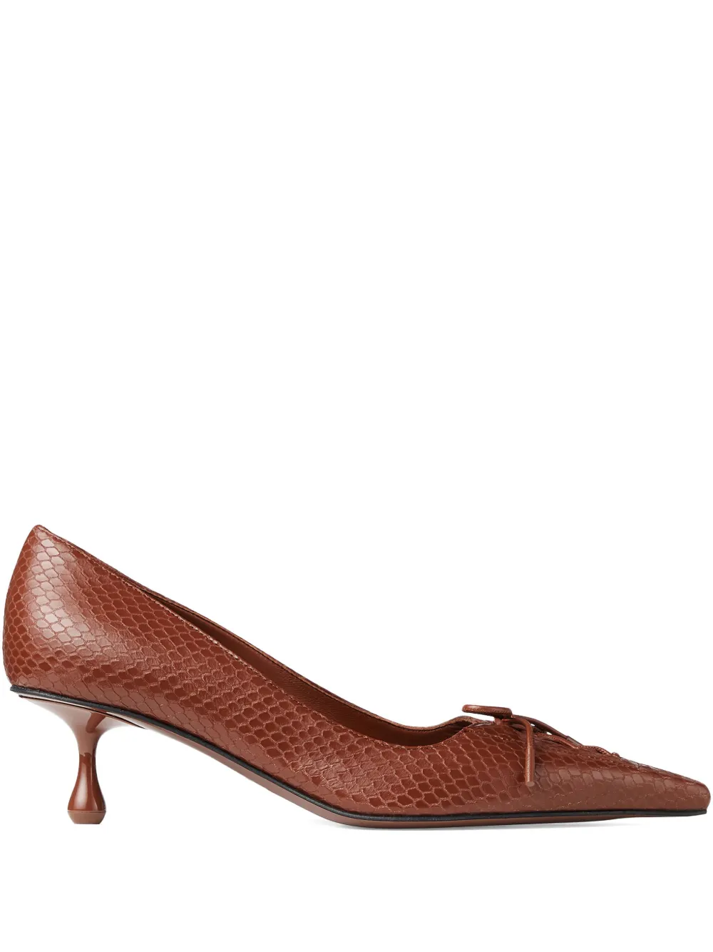 Jimmy Choo 50mm Scarlett lace-up snakeskin-effect pumps Brown