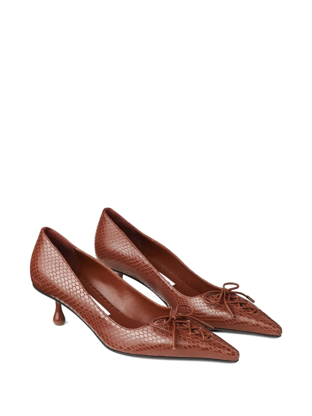Jimmy Choo 50mm Scarlett lace-up snakeskin-effect pumps Brown