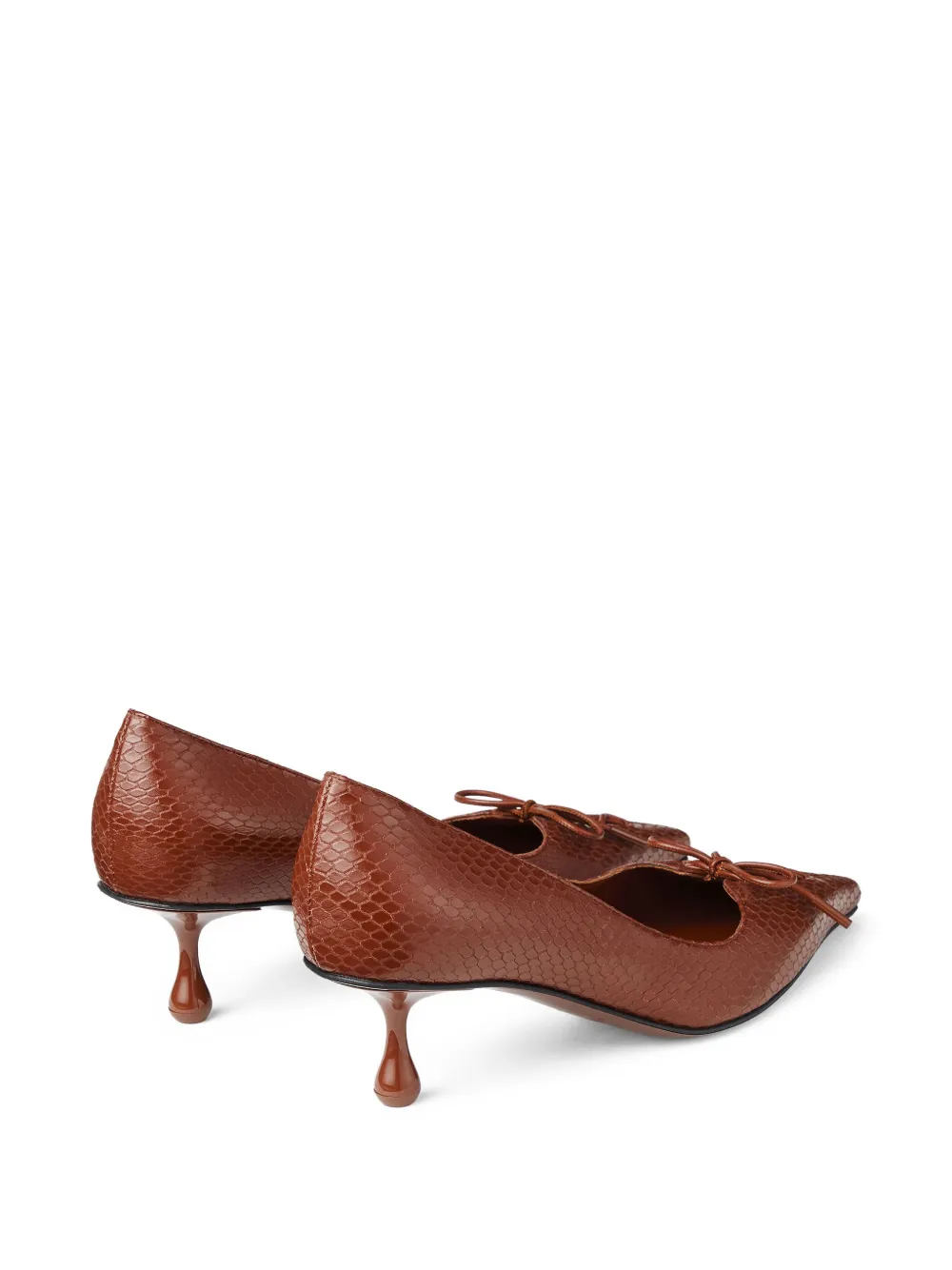 Jimmy Choo 50mm Scarlett lace-up snakeskin-effect pumps Brown