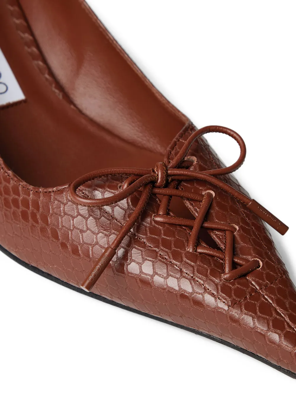 Jimmy Choo 50mm Scarlett lace-up snakeskin-effect pumps Brown