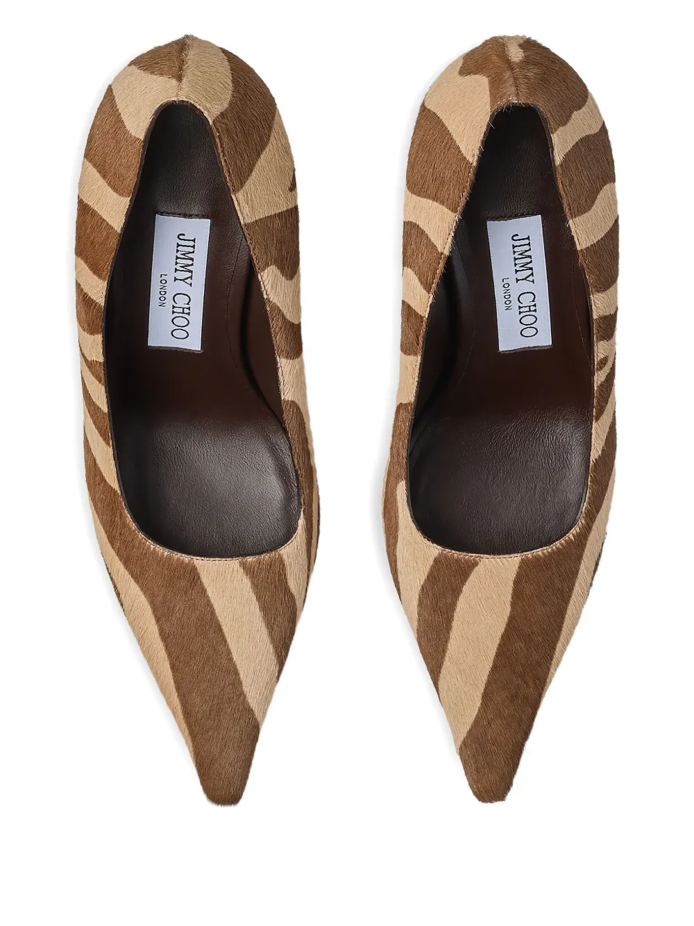 Jimmy Choo 80 mm Ixia pumps met zebraprint Bruin