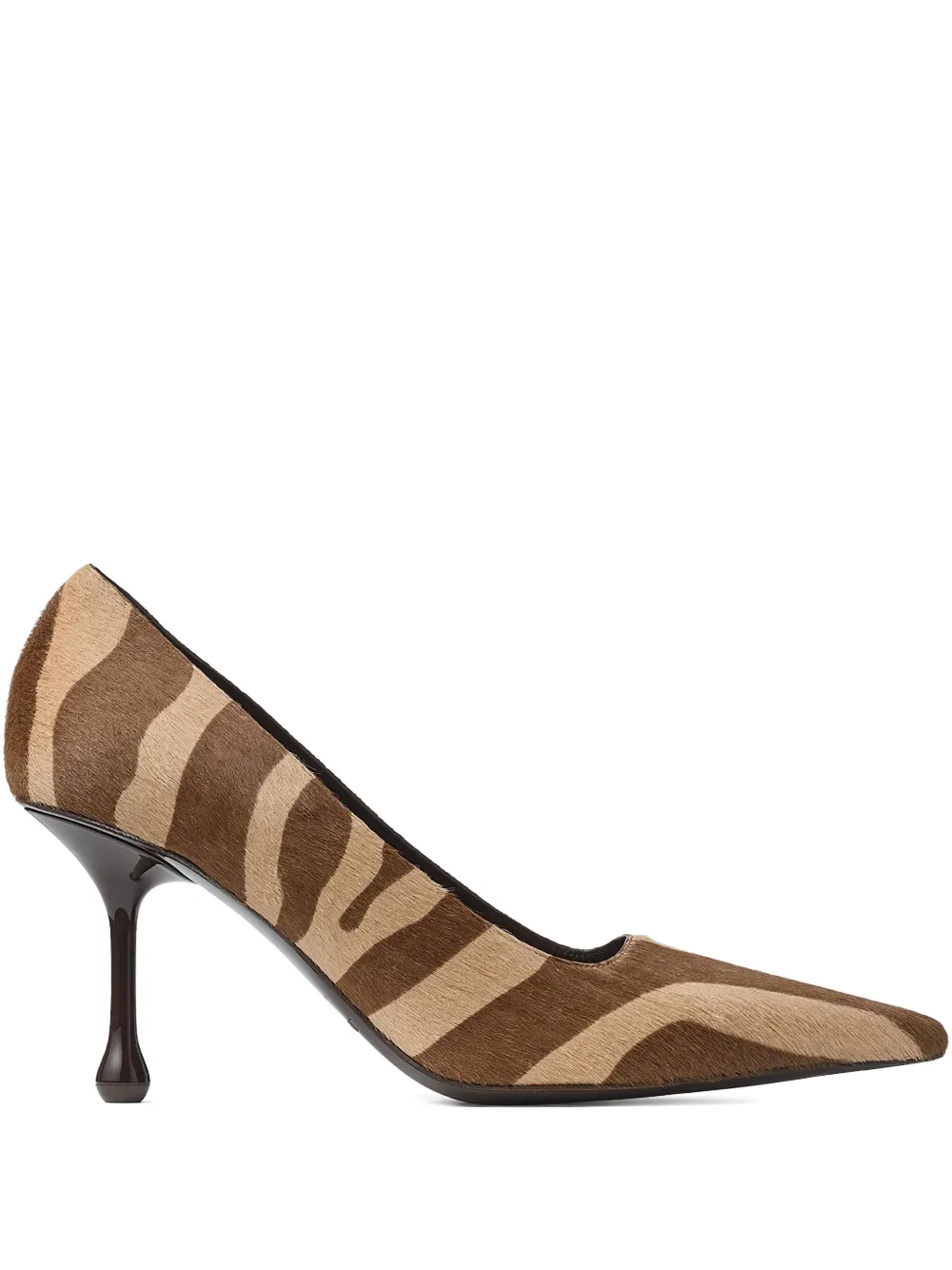 Jimmy Choo 80 mm Ixia pumps met zebraprint Bruin