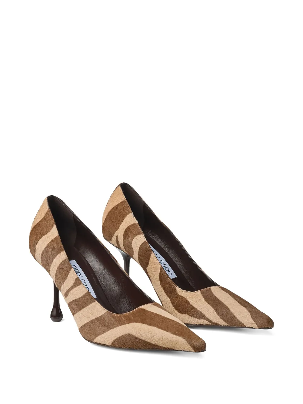 Jimmy Choo 80 mm Ixia pumps met zebraprint Bruin