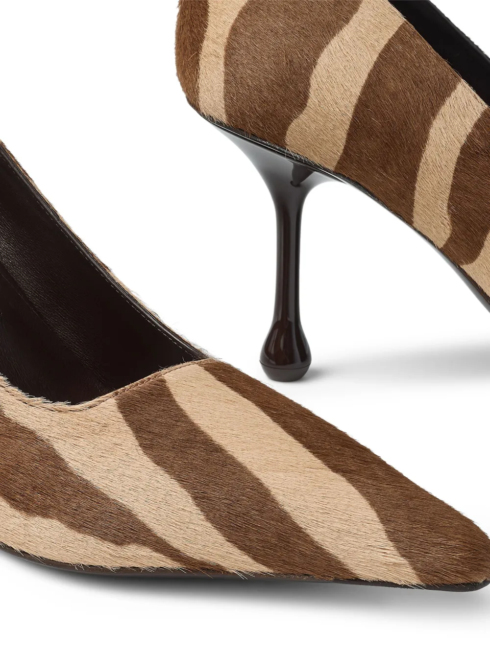 Jimmy Choo 80 mm Ixia pumps met zebraprint Bruin