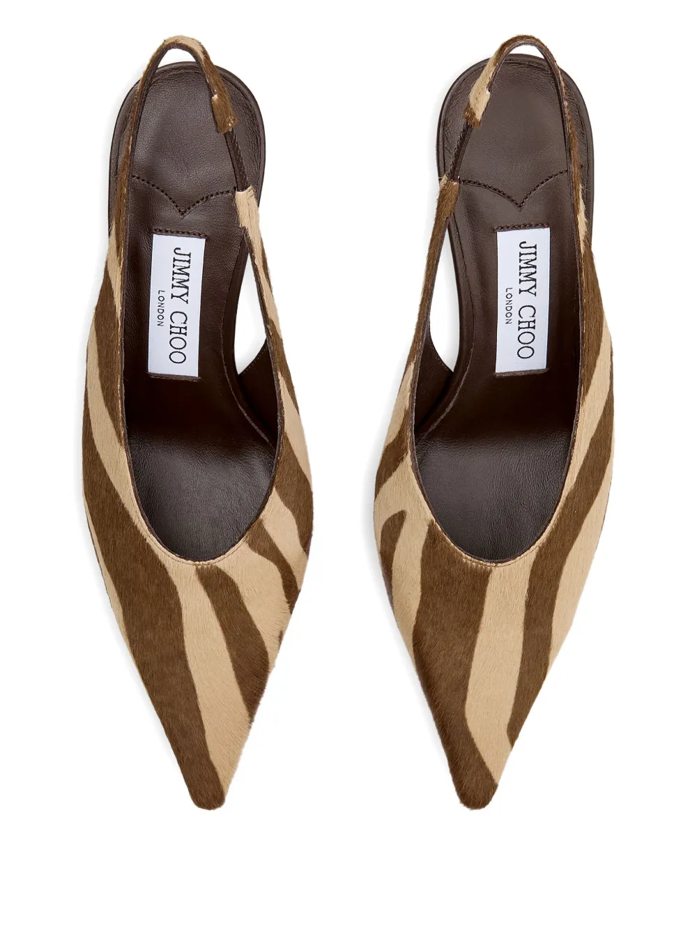 Jimmy Choo 80mm Isa Zebra-print Slingback Pumps In Brown
