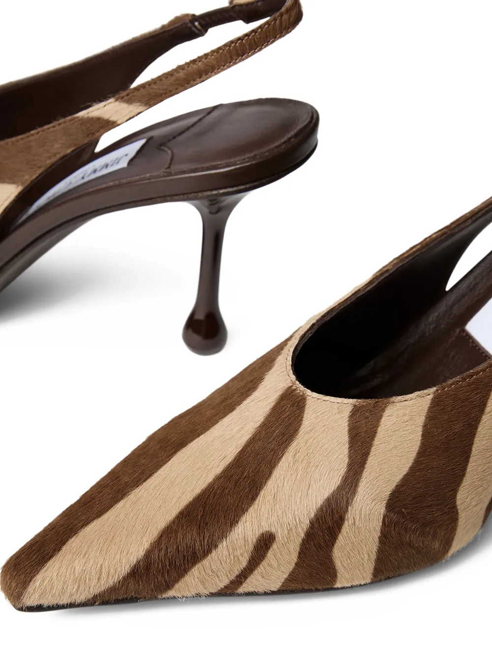 Jimmy Choo 80mm Isa Zebra-print Slingback Pumps In Brown