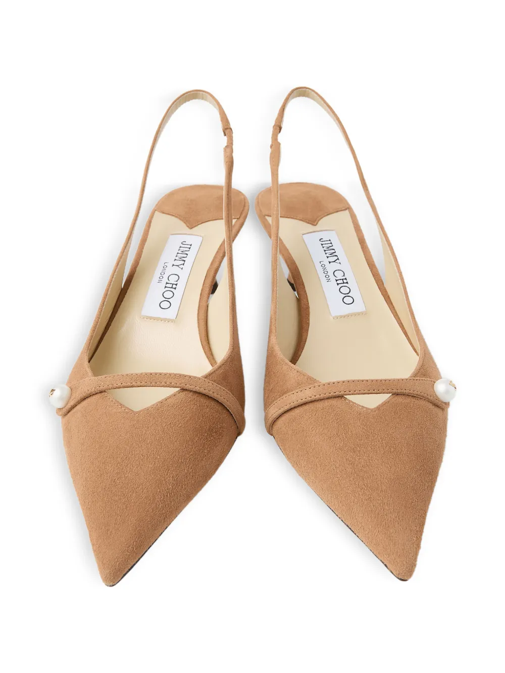 Jimmy Choo 45mm Amita pearl-embellished slingback pumps Neutrals