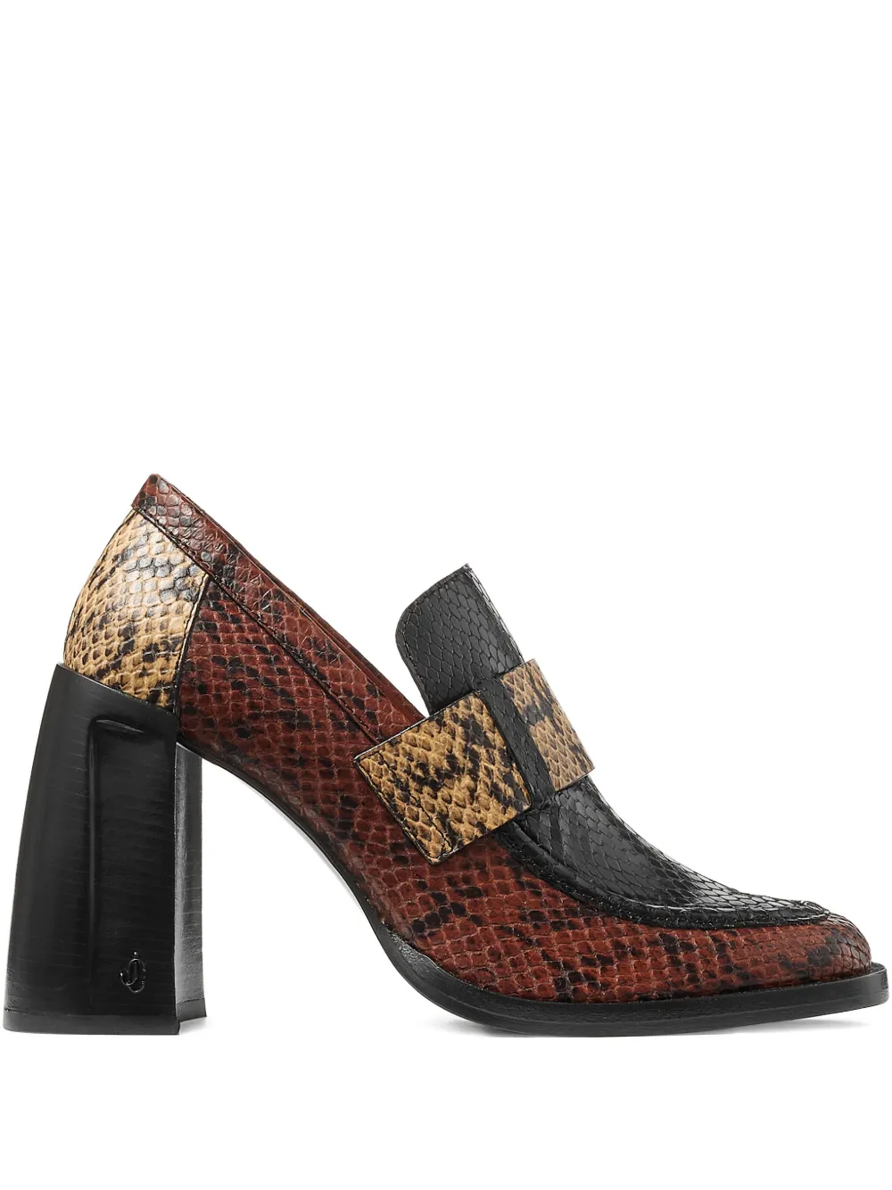 Jimmy Choo 80 mm Tylor pumps met slangen-effect en blokhak Bruin