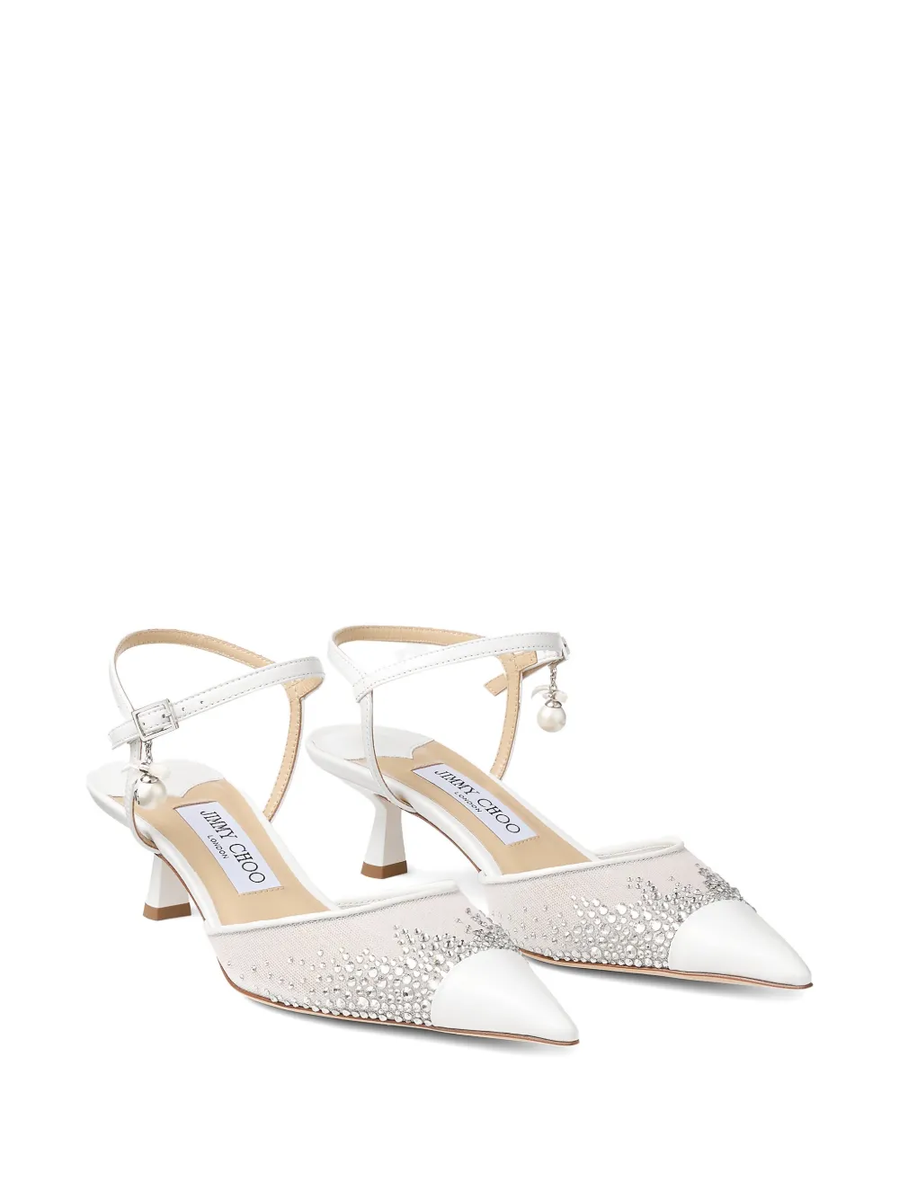 Jimmy Choo 45mm Aren crystal-embellished pumps White