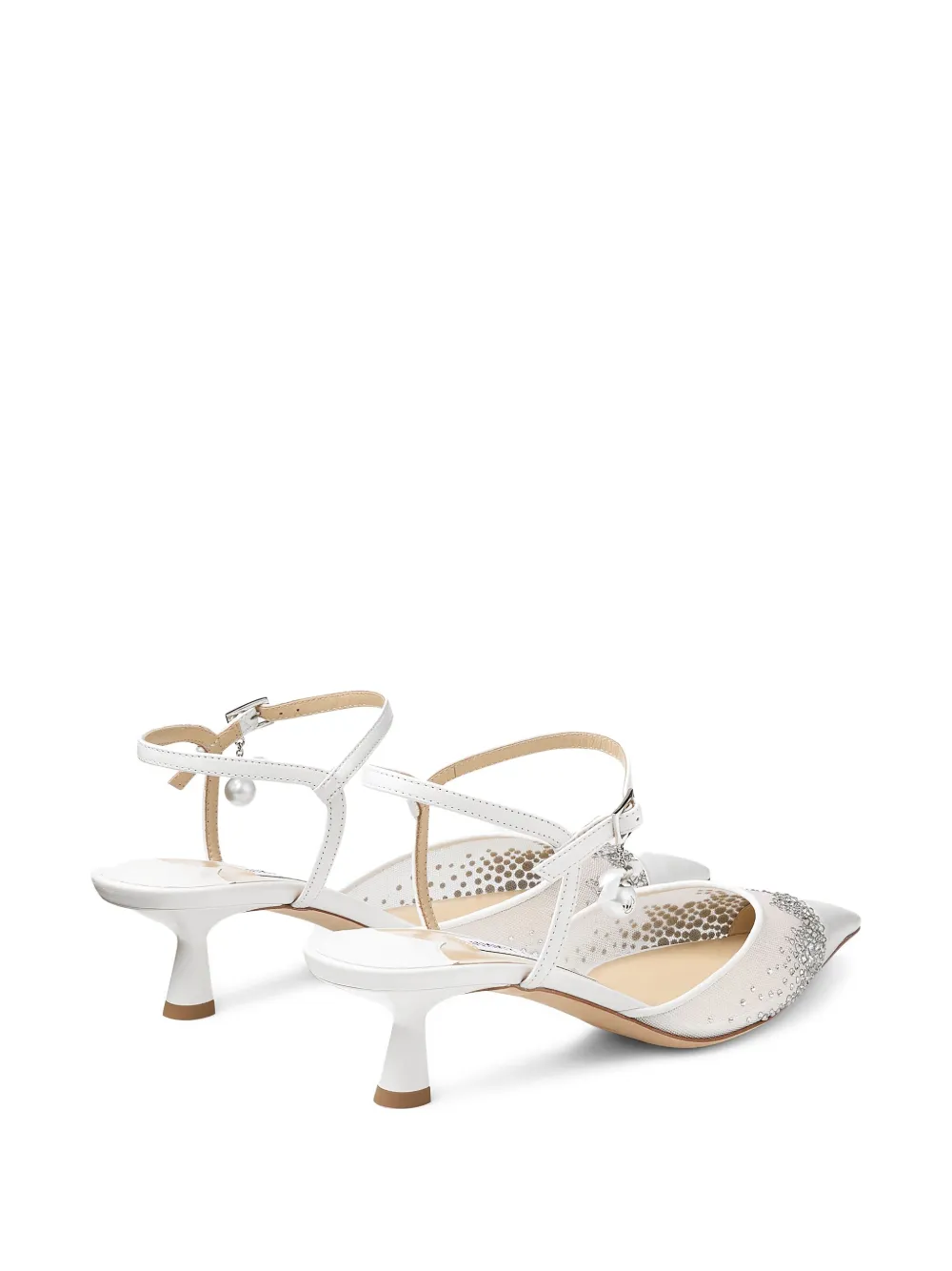 Jimmy Choo 45mm Aren crystal-embellished pumps White