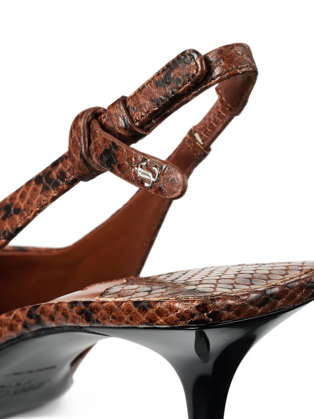 Jimmy Choo 60 mm Camie slingback pumps met slangen-effect Bruin