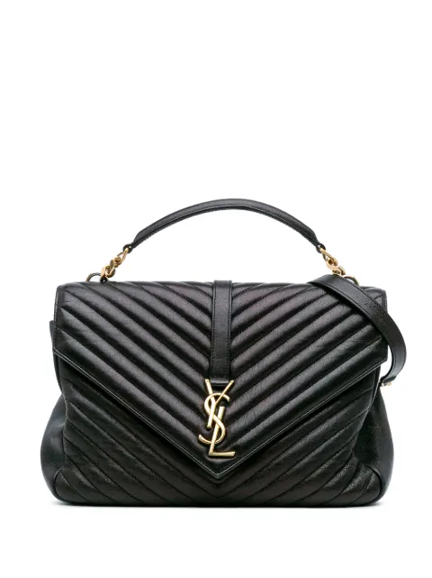 Saint Laurent Pre-Owned 2017 große Chevron Monogram College Satchel-Tasche aus Schafleder