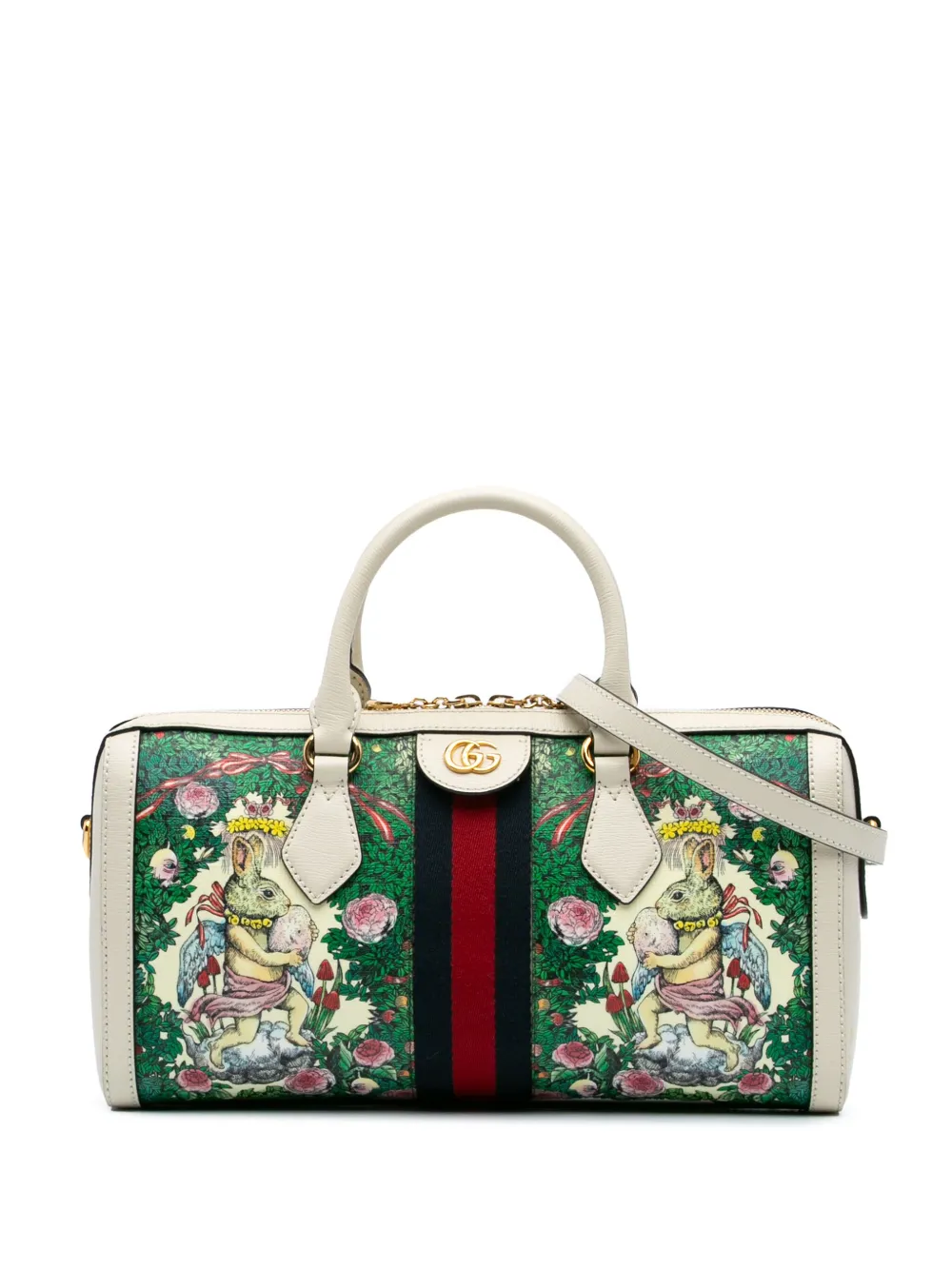 Pre-owned Gucci 2016-2024 Yuko Higuchi Medium Coated Canvas Ophidia Web Satchel
