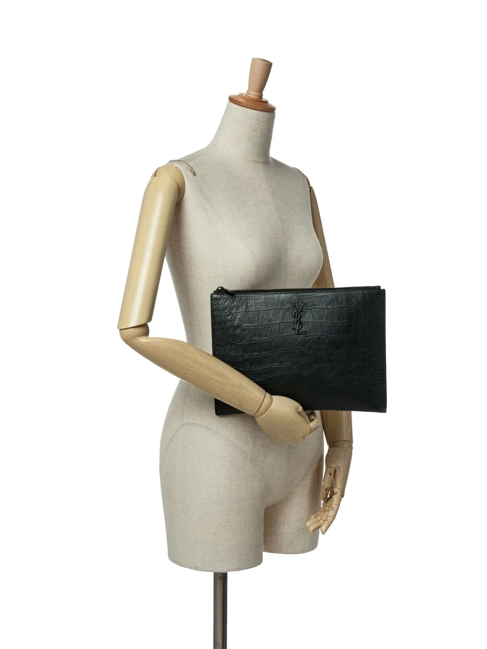 Saint Laurent Pre-Owned 2018 Croc Embossed Leather Monogram iPad Case clutch bag | Pre-Owned | Image 2