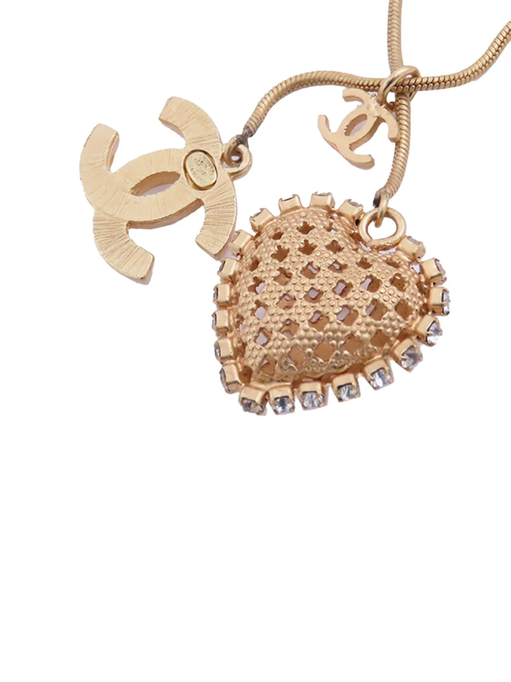 CHANEL Pre-Owned collier en plaqué or à pendentif à strass CC (2001) | Image 2