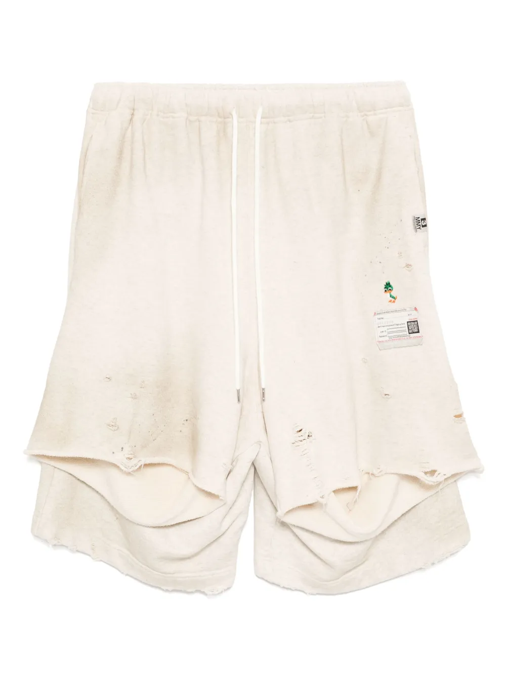 Maison MIHARA YASUHIRO distressed track shorts | Neutrals | Image 1