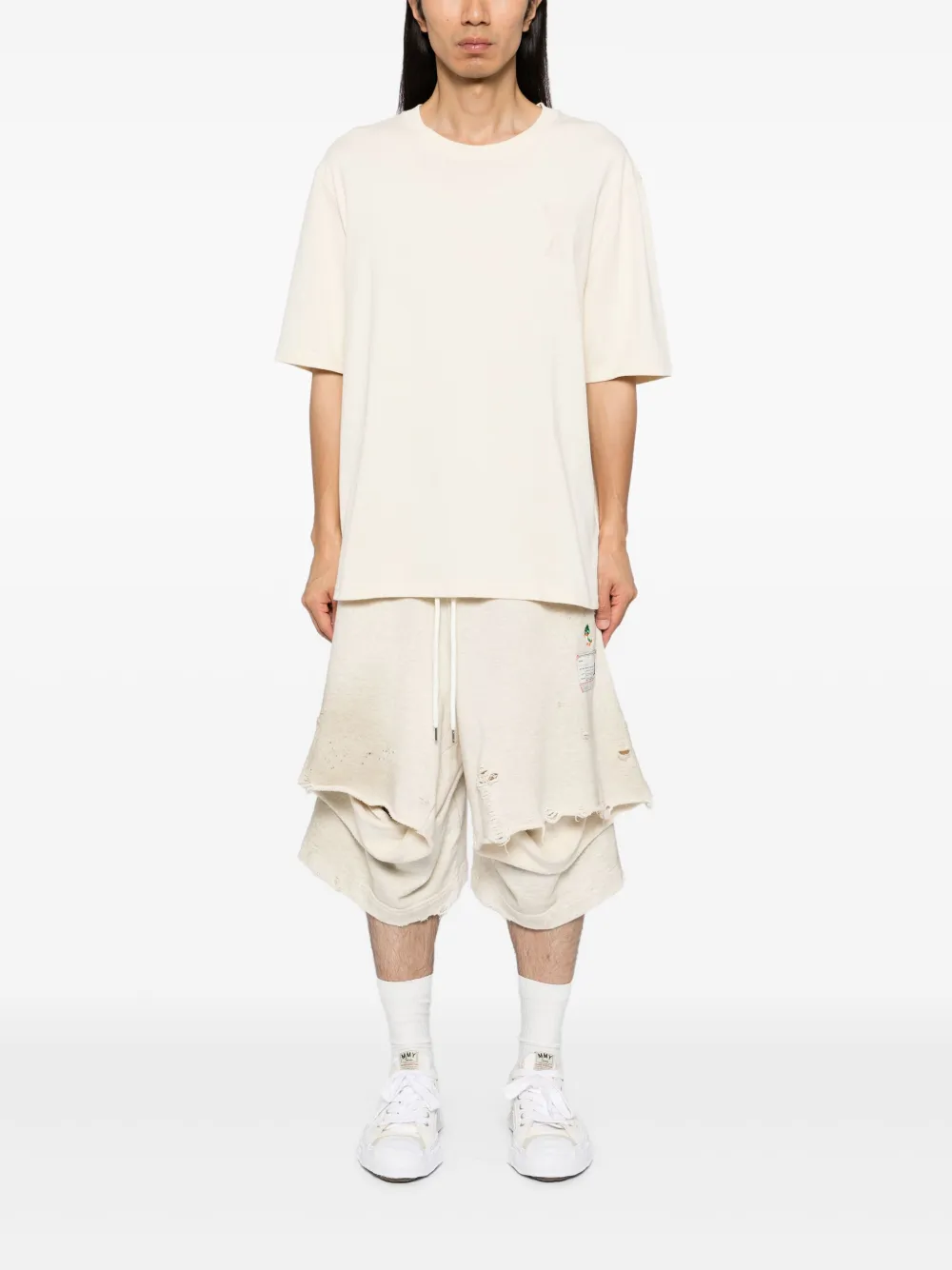 Maison MIHARA YASUHIRO distressed track shorts | Track & Running Shorts | Image 2