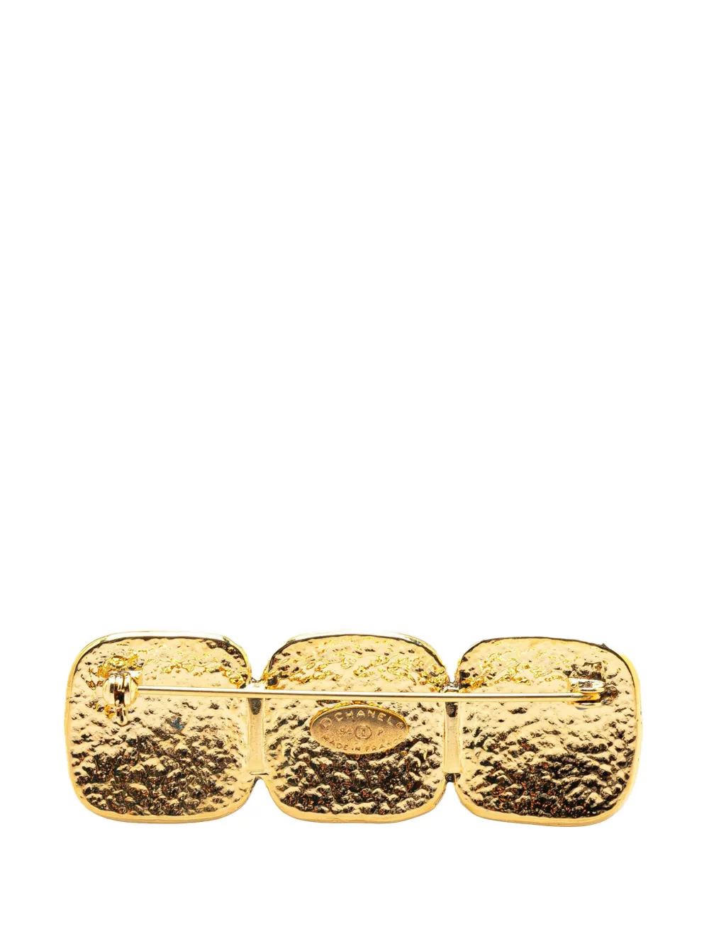 Pre-owned Chanel 1994 Gold Plated Triple Cc Brooch Costume Brooch