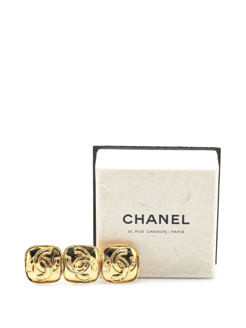 Pre-owned Chanel 1994 Gold Plated Triple Cc Brooch Costume Brooch