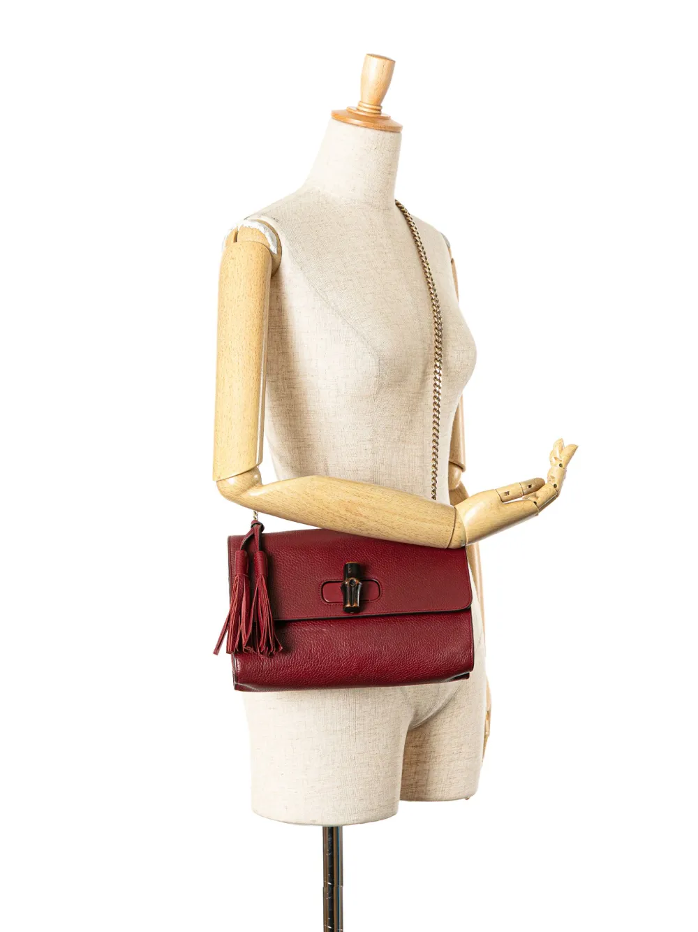 Pre-owned Gucci 2000-2015 Medium Leather Miss Bamboo Crossbody Bag In Red