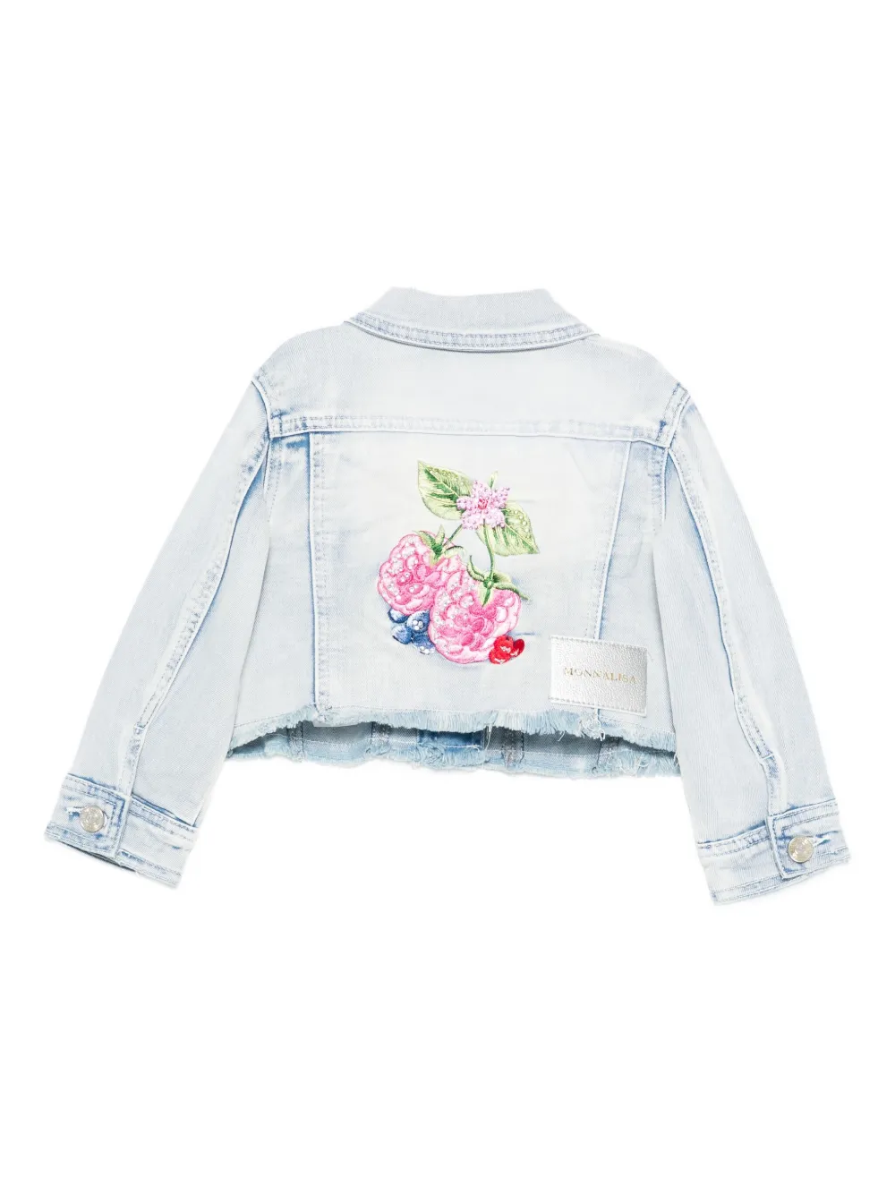 Monnalisa embroidered denim jacket Blauw