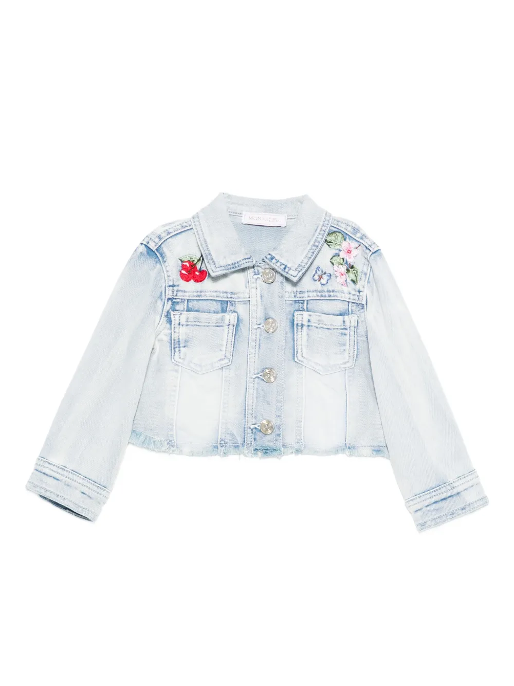 Monnalisa embroidered denim jacket Blauw