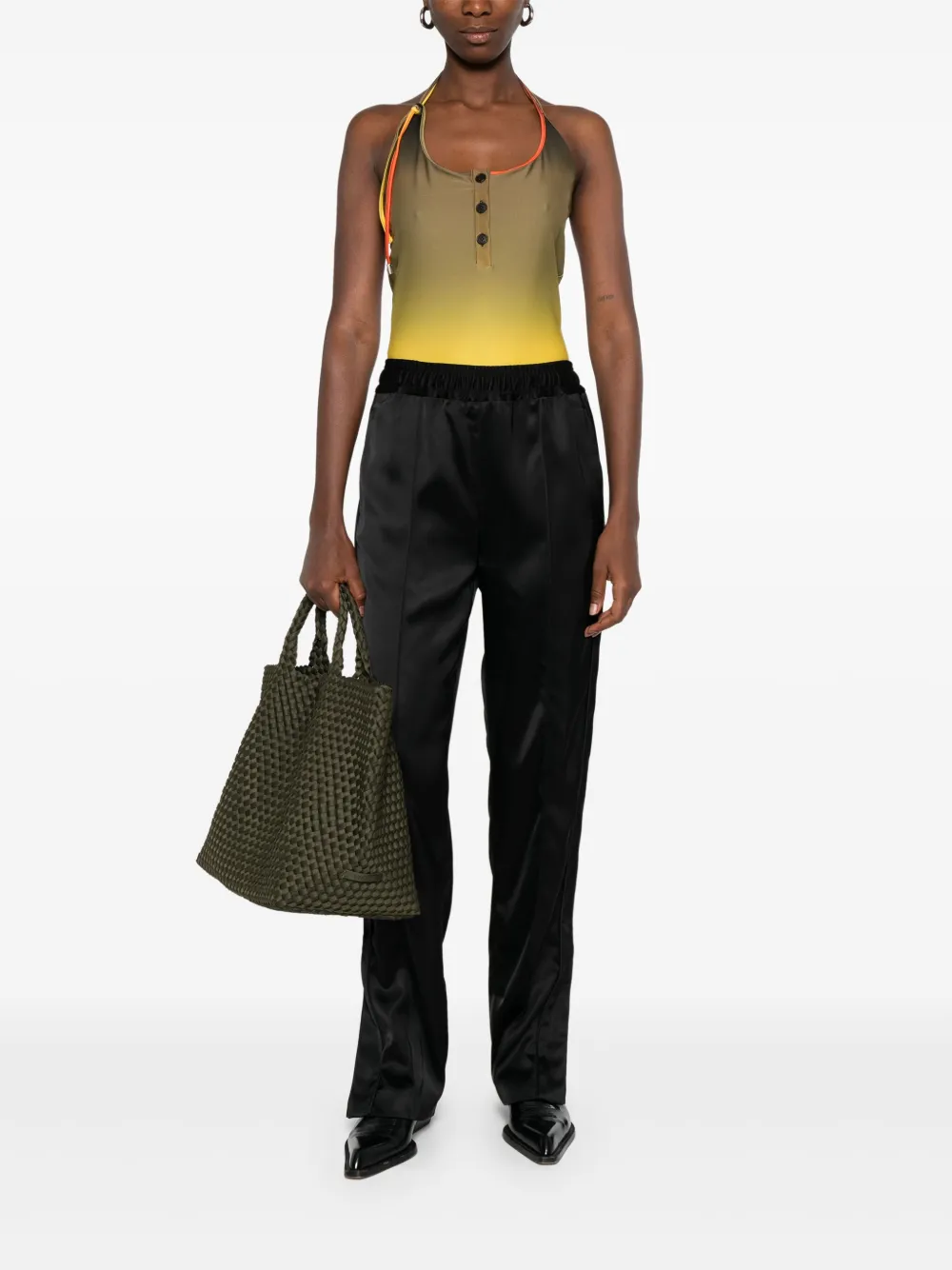 Jil Sander Broek met satijnen vlak Zwart