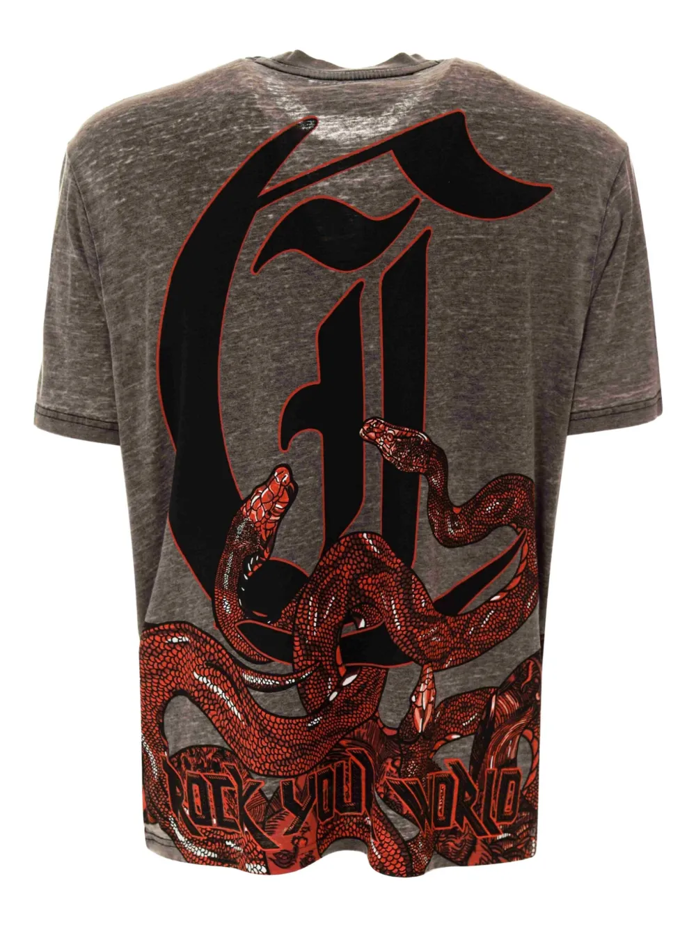 Just Cavalli snake-print T-shirt - Grijs