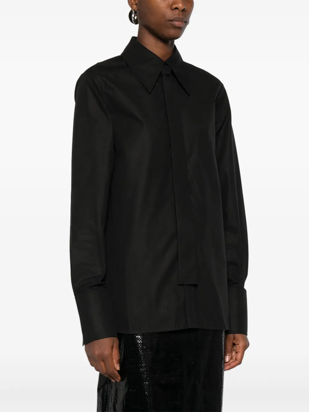 Jil Sander Blouse met gestrikte hals en gewelfde afwerking Zwart