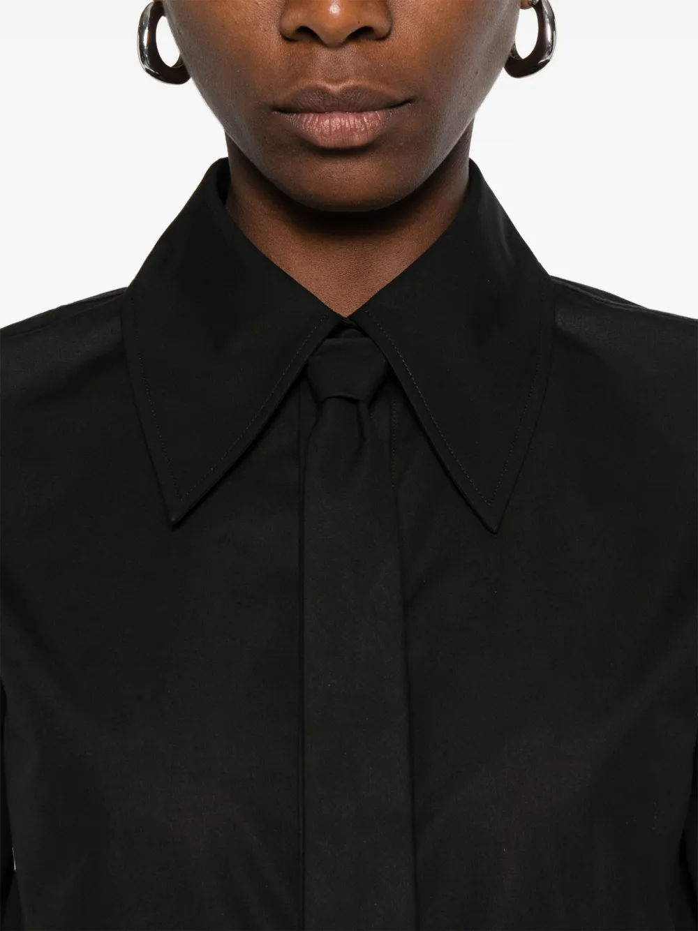 Jil Sander Blouse met gestrikte hals en gewelfde afwerking Zwart