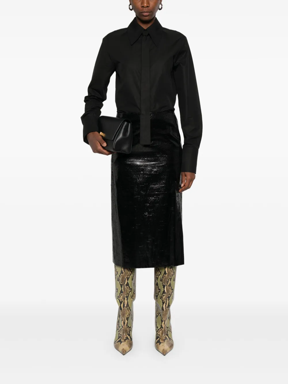 Jil Sander Blouse met gestrikte hals en gewelfde afwerking Zwart
