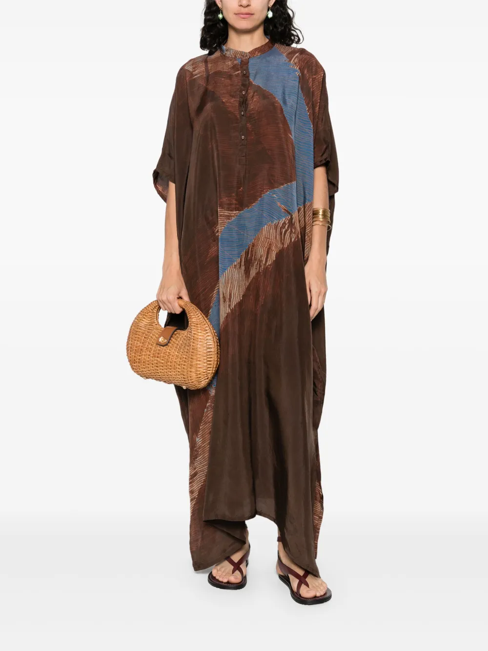 YAVI Midi-jurk met patroon - Bruin