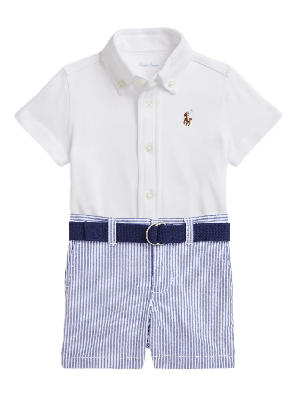 POLO RALPH LAUREN KIDS Shirt en short met Polo Pony-borduurwerk Blauw