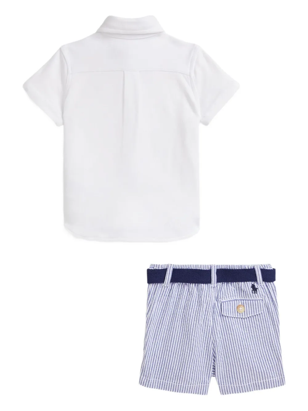 POLO RALPH LAUREN KIDS Shirt en short met Polo Pony-borduurwerk Blauw