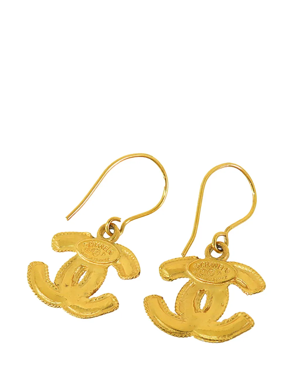 CHANEL Pre-Owned 1999 Gold Plated CC Drop Hook Earrings costume earrings | Image 2
