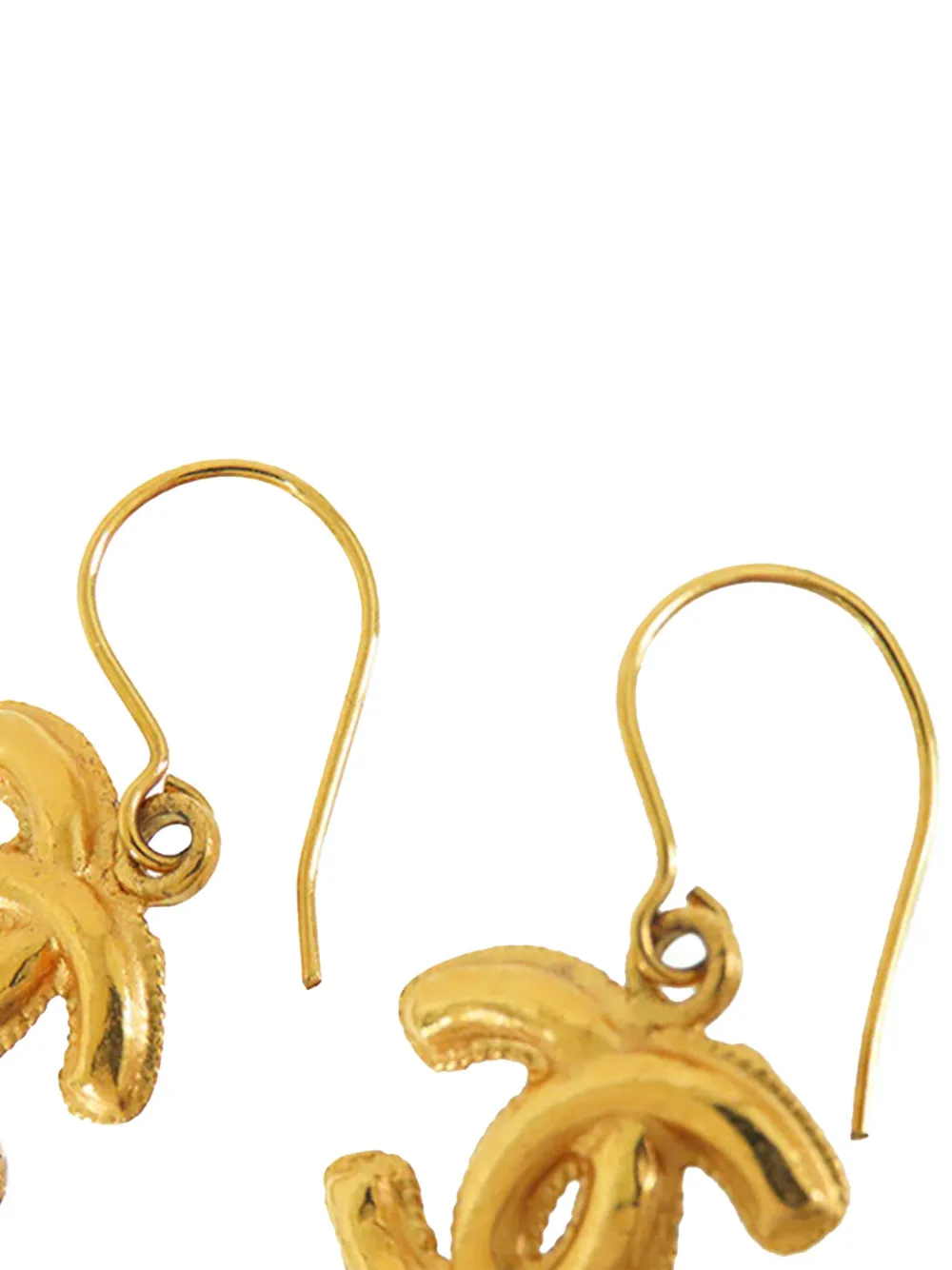 Pre-owned Chanel 1999 Gold Plated Cc Drop Hook Earrings Costume Earrings