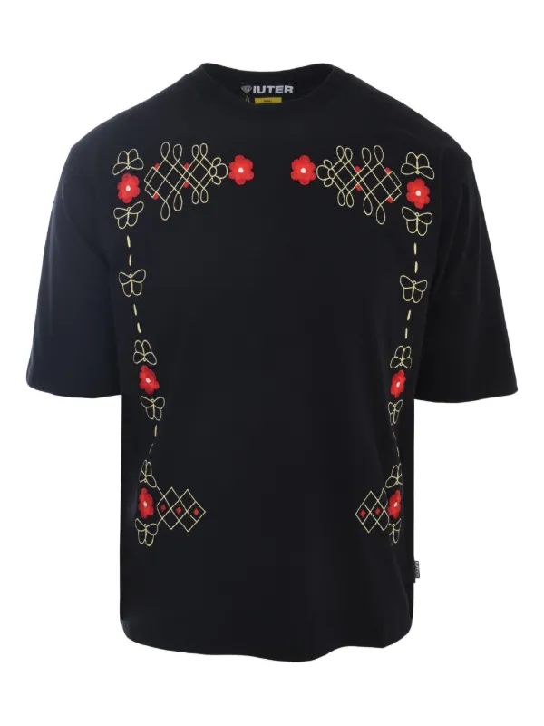 IUTER T-shirt Con Ricamo Floreale Nero FARFETCH IT