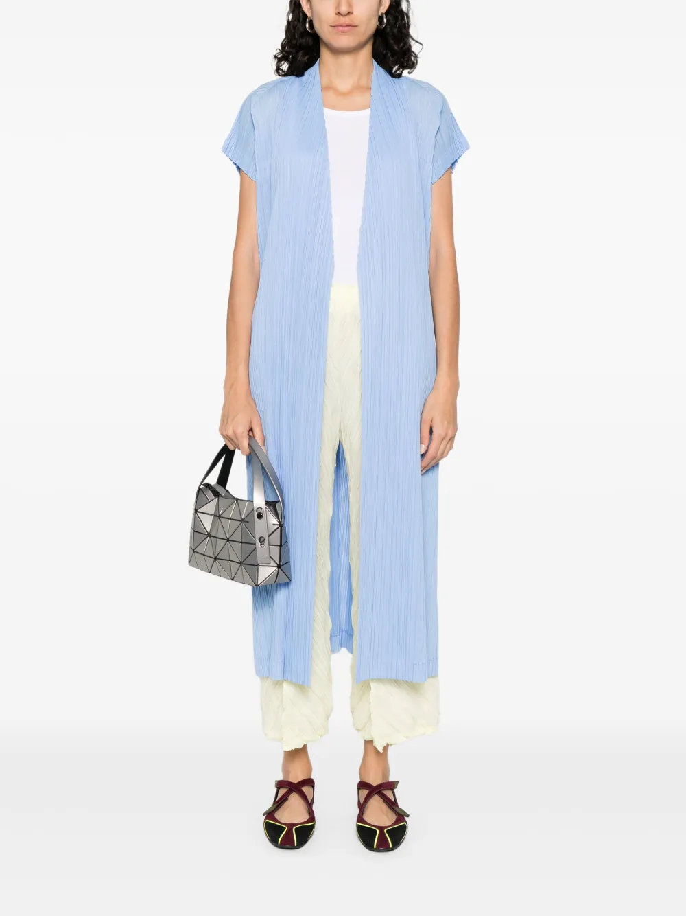 Pleats Please Issey Miyake pleated oversized coat - Blauw