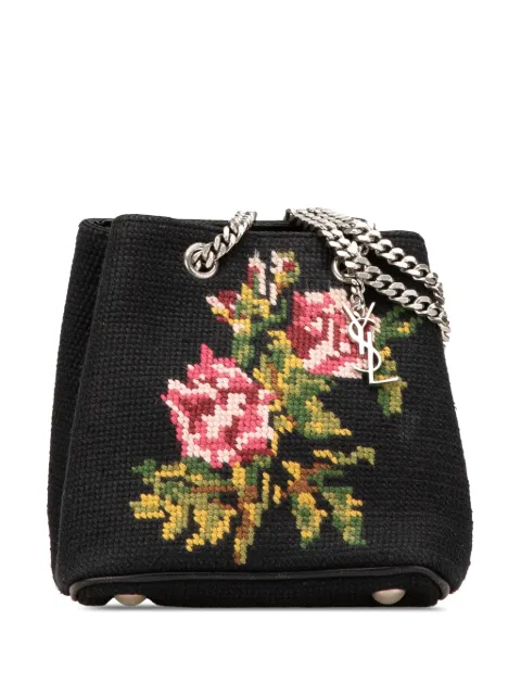 Saint Laurent Pre-Owned 2016 Baby Emanuelle Beuteltasche aus Wolle mit Stickerei