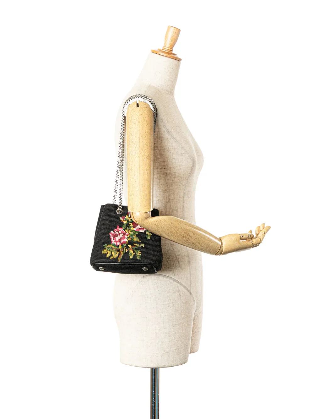 Pre-owned Saint Laurent 2016 Baby Embroidered Wool Emmanuelle Bucket Bag