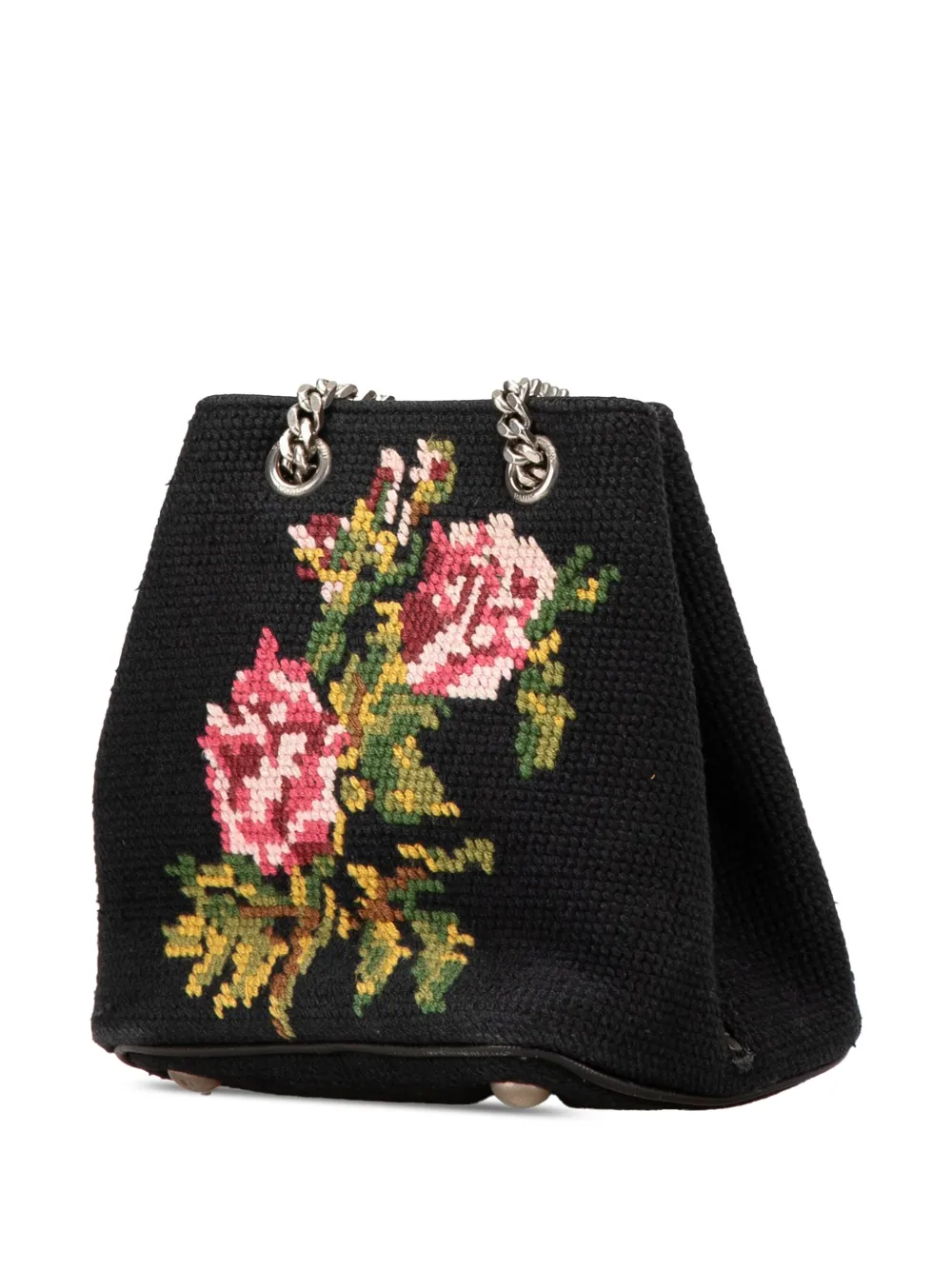 Pre-owned Saint Laurent 2016 Baby Embroidered Wool Emmanuelle Bucket Bag